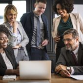 Business people in a video call meeting